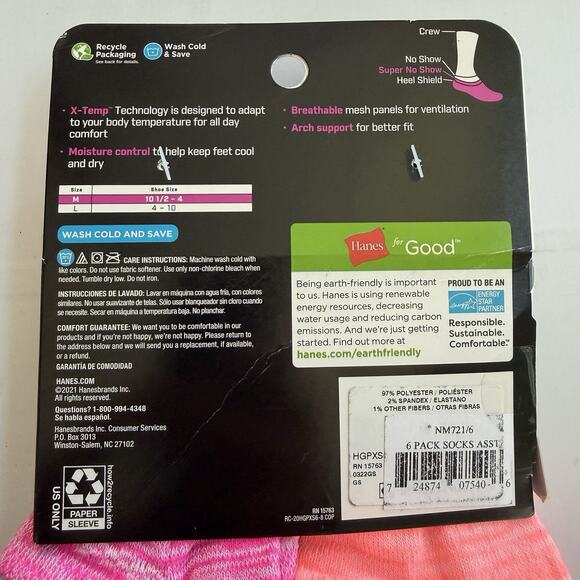 New HANES (12 Pair) Premium Performance Super No Show Socks Girls Size 10.5-4 - Picture 4 of 5